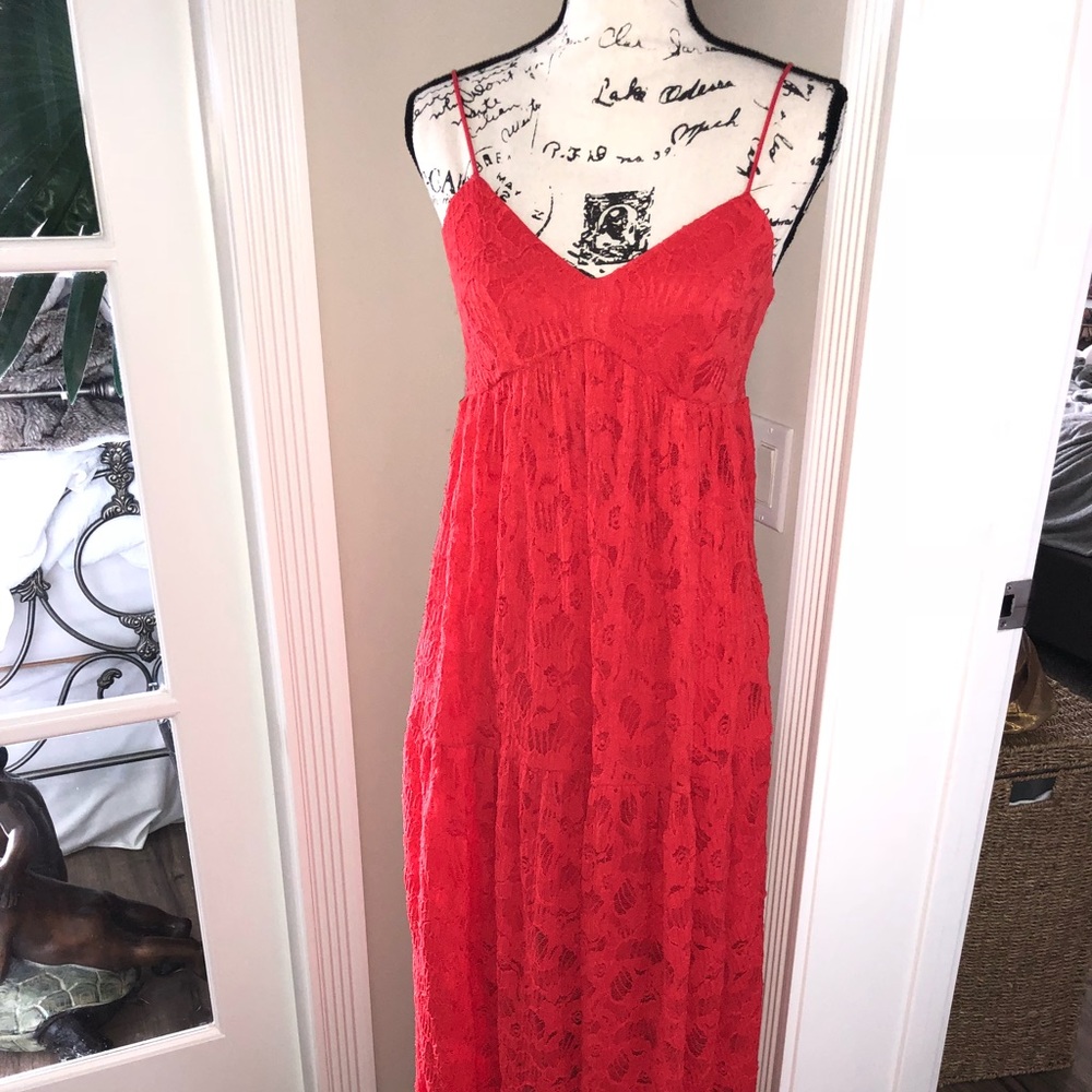 BEBE Red Maxi dress with mini lining